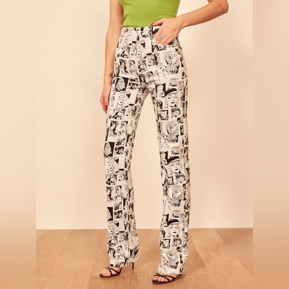 Reformation Denim - Reformation Newsprint/Comic Print Highrise Jeans